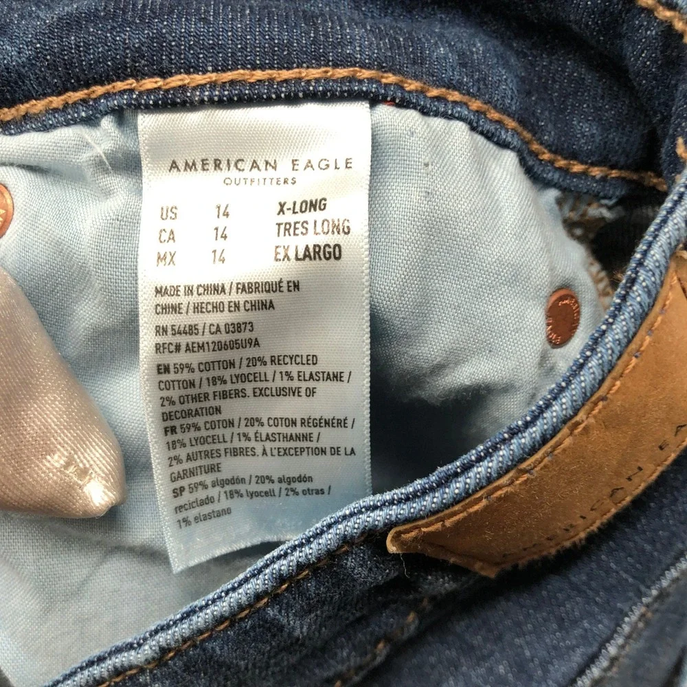 American Eagle Low Rise Baggy Wide Leg Jeans Womens 14 X-Long Y2K Slouchy